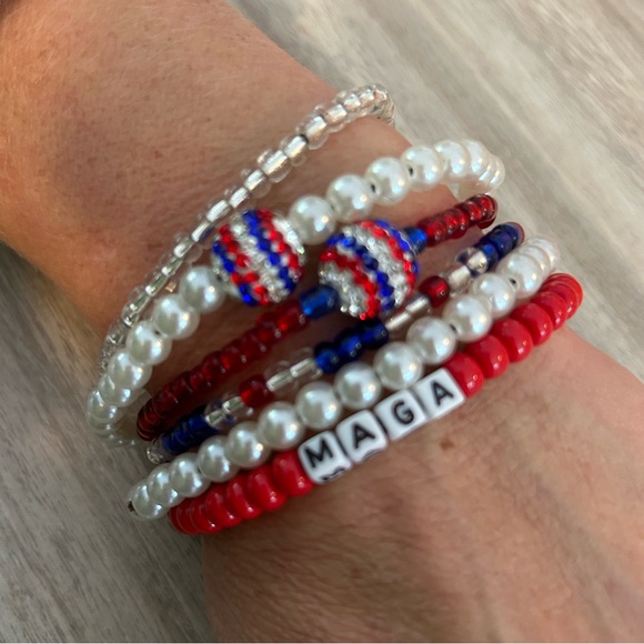 🎁 🇺🇸 NWT MAGA Make America Great Again Patriot Pack stack bracelets. - Picture 3 of 5